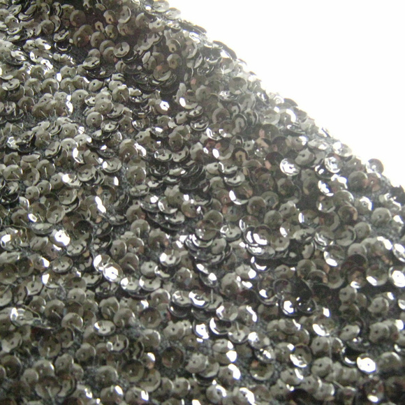 Vintage Black Sequin/fur Crop-Top 1970 Era-med/lrg - Picture 2 of 6